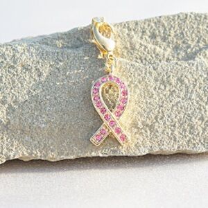 24kt plate Gold White Pink Ribbon Cancer Sports Pendant Charm Football